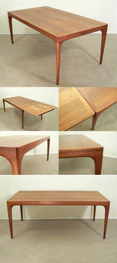A large Danish teak extending table c1960s. By Johannes Anderson for Uldum. Highly organic form with wonderful sculpted leg section.