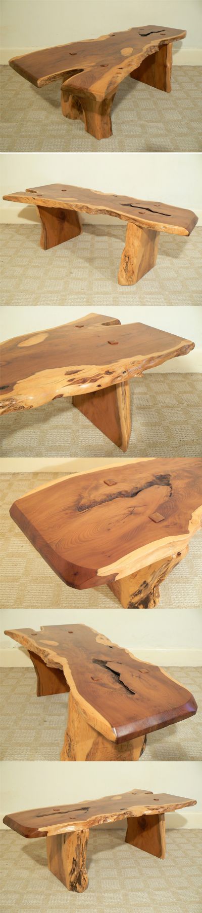 A solid yew coffee table, c1990s. Wonderful, polished, figured grain with excellent proportions.