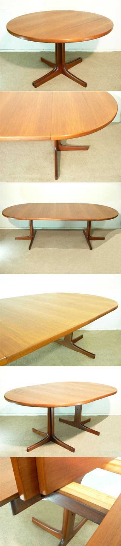 A large Danish teak dining table c1970s. Large versatile table, extends via two leaves or can be used with just one.