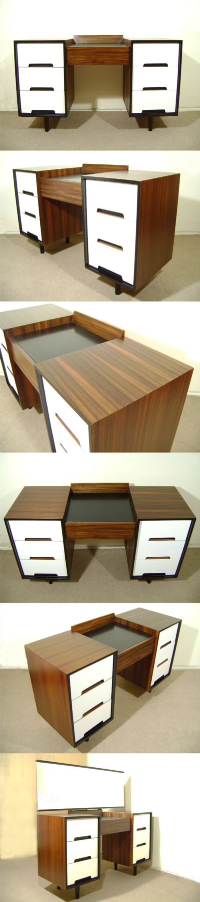 A  walnut veneered 'c' range dressing table/desk by John+Sylvia Reid for Stag Ltd