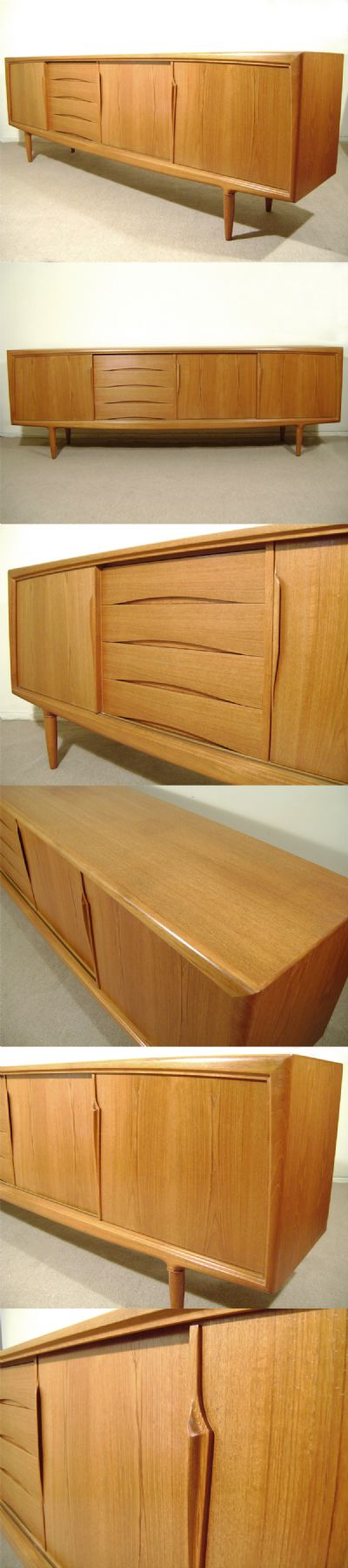 A stunning large teak sideboard c1960s, designed by Gunni Omann and manufactured by Axel Christiansen, (ACO Mobler),Denmark. Of superb quality with a wonderful organic look.