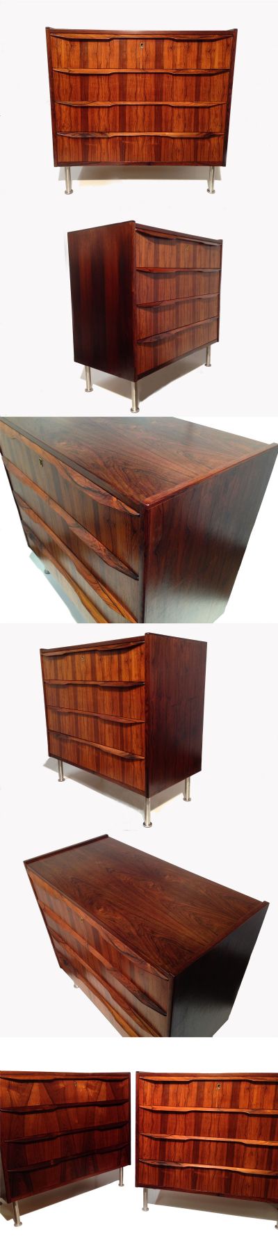 A Rosewood chest of drawers, Swedish, c1970s. One of a pair available 