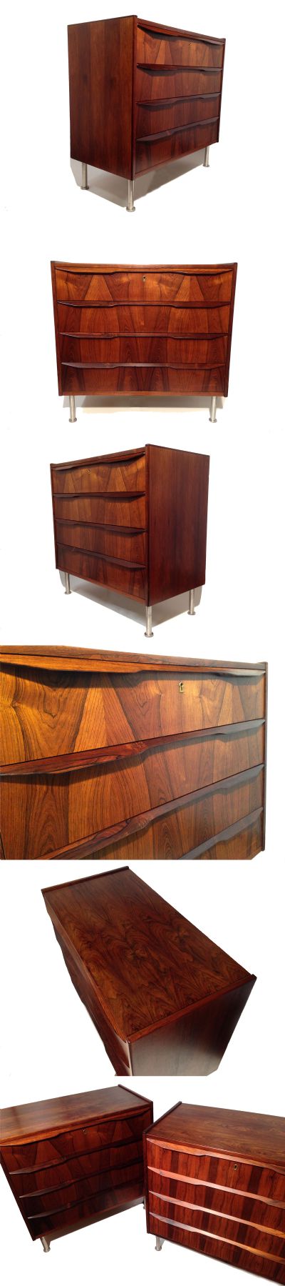 A Rosewood chest of drawers, Swedish, c1970s. One of a pair available 