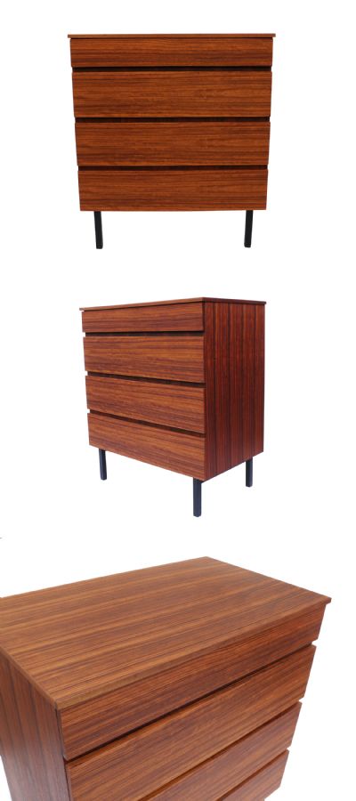 A Tola wood chest of drawers, manufactured by Meredew, England c1960s