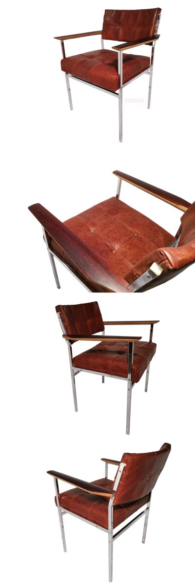 A Rosewood and chrome armchair c1970s.