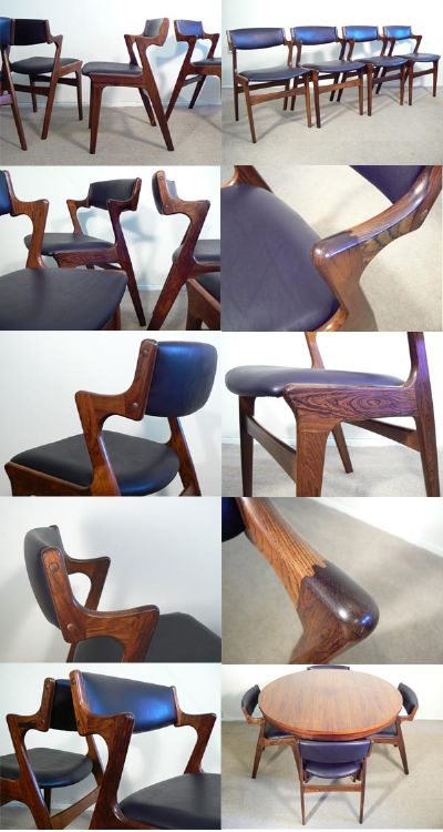 Set of 4 rosewood dining chairs, c1960s by Nova, Denmark and in the style of Kia Kristiansen